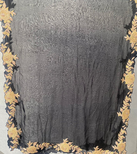 Black Georgette Anarkali with Full Border Embroidery