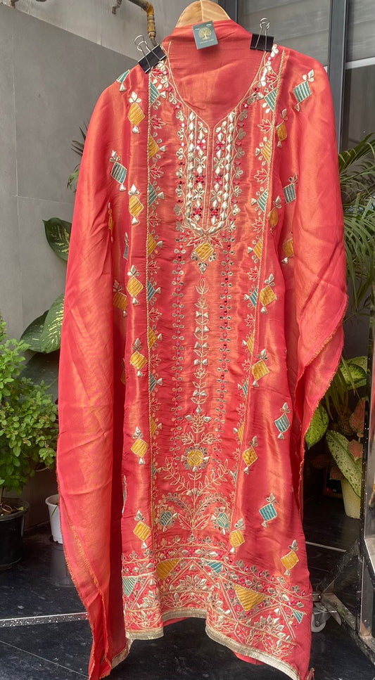 Shimmar Suit with Intricate Gota Embroidery