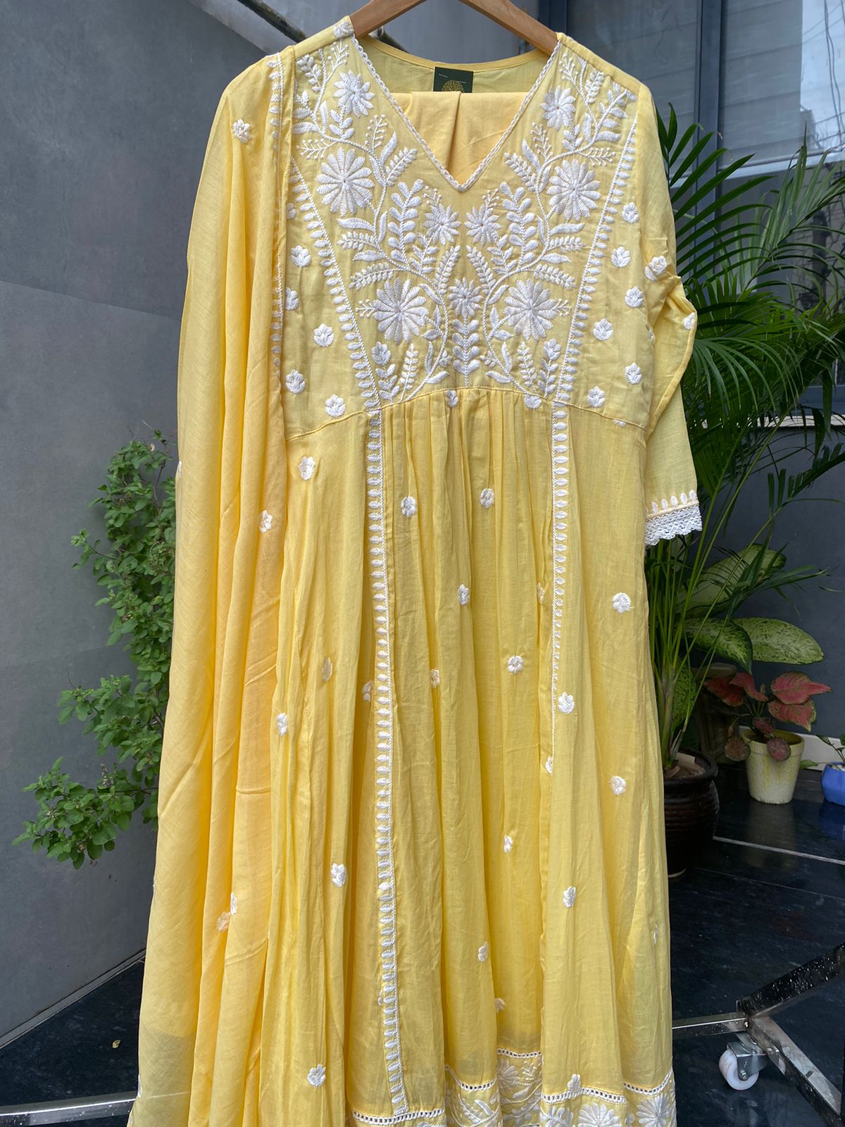 Golden Glow Mal Cotton Embroidered Anarkali