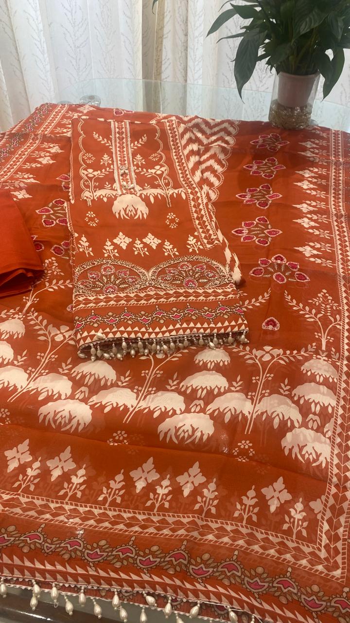 Rust Blossom Elegance Suit Set