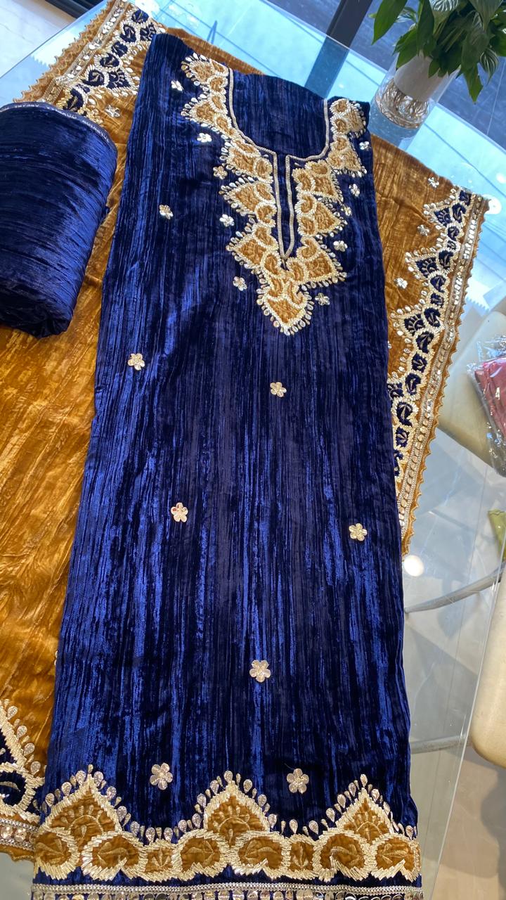 Zarqa Velvet Embroidered Suit