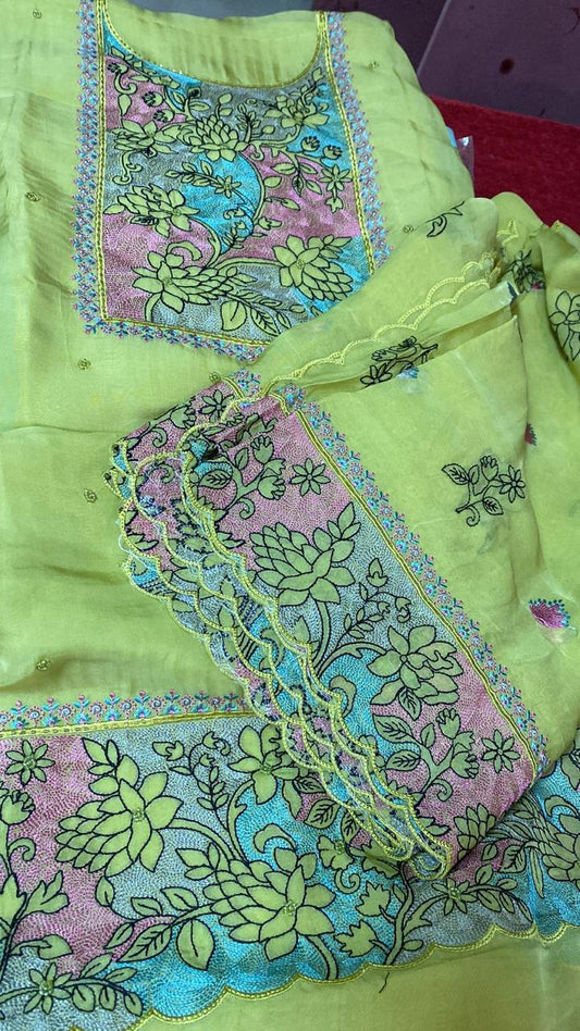 Kashmiri Heer in Patiala Sheer Unstitched Set