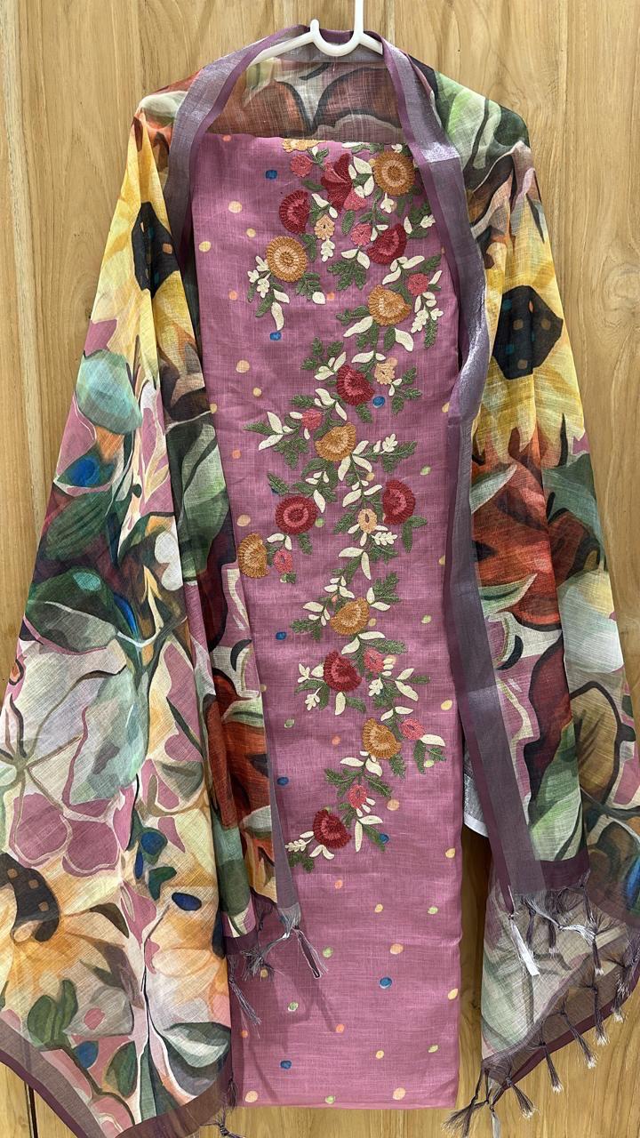 BloomTales Printed Dupatta Linen Cotton Set