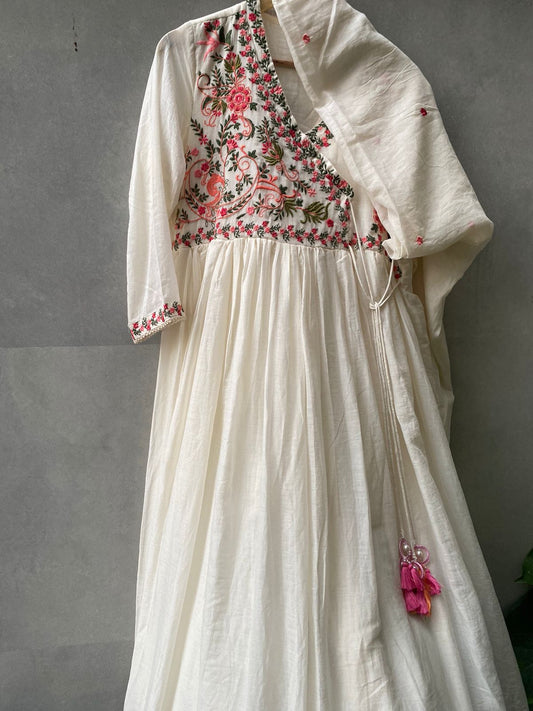Rang Saaz Embroidered Angrakha in Mal Cotton