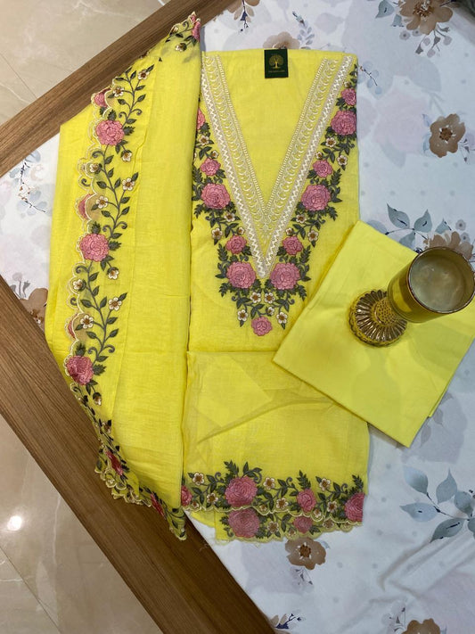 Mal Cotton with Full Border Embroidery Dupatta