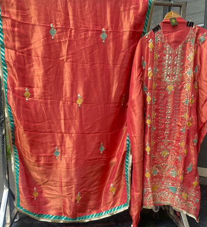 Shimmar Suit with Intricate Gota Embroidery
