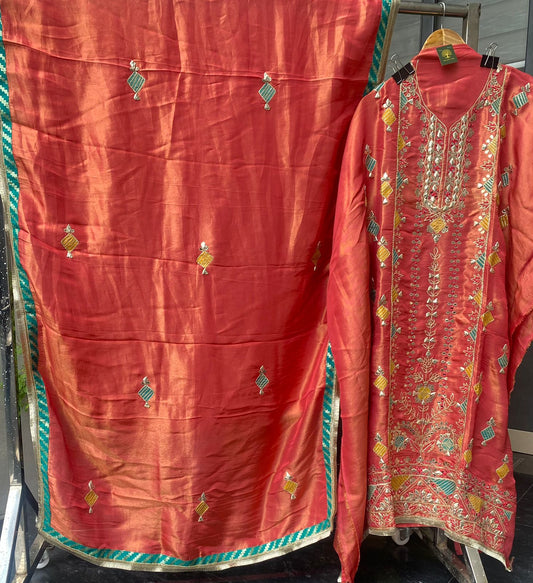 Shimmar Suit with Intricate Gota Embroidery