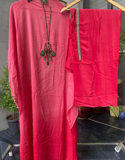 Pure Georgette Suit with Intricate Handwork and Silk Bottom