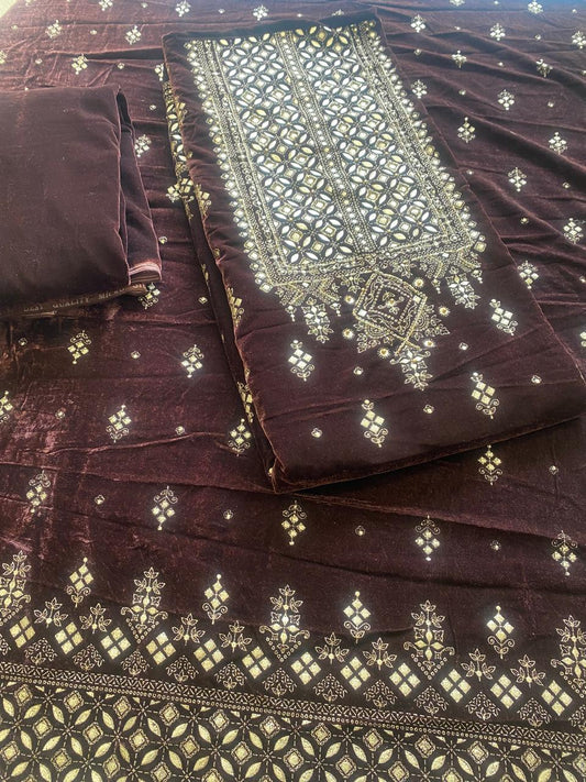 Royal Velvet Embroidered Suit Fabric
