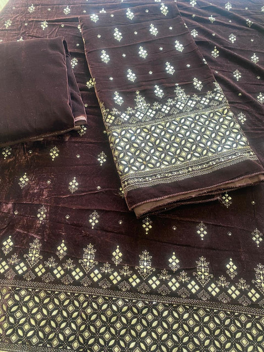 Royal Velvet Embroidered Suit Fabric