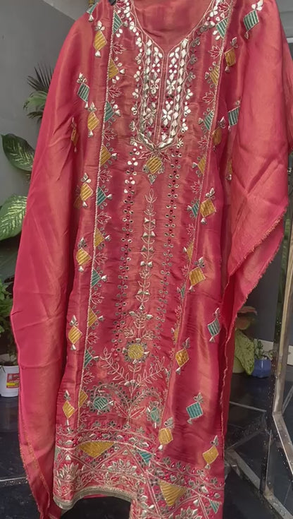 Shimmar Suit with Intricate Gota Embroidery